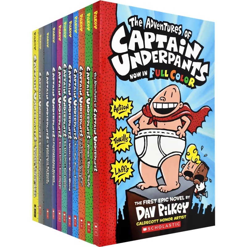 英文原版漫画书 Captain Underpants 内裤超人全彩版 1-11 Dog Man 作者 Dav Pilkey 美国小学生必读的章节小说 英语读物 进口原版