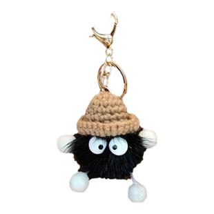 呆萌小煤球毛绒挂件汽车钥匙扣挂件动漫卡通挂件网红包包毛球挂饰
