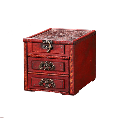 新款中式复古带梳妆镜化妆品盒