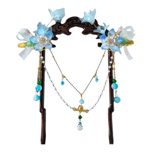 儿童可爱公主额头链古风珍珠花朵流苏眉心吊坠小女孩汉服步摇头饰