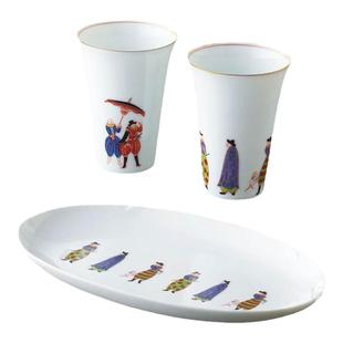 日本原装进口香兰社陶瓷日式情侣杯子水杯茶杯盖碗长托盘茶具套装