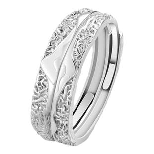 KOOKISS山盟海誓 小众轻奢情侣对戒高级感设计925纯银新中式戒指