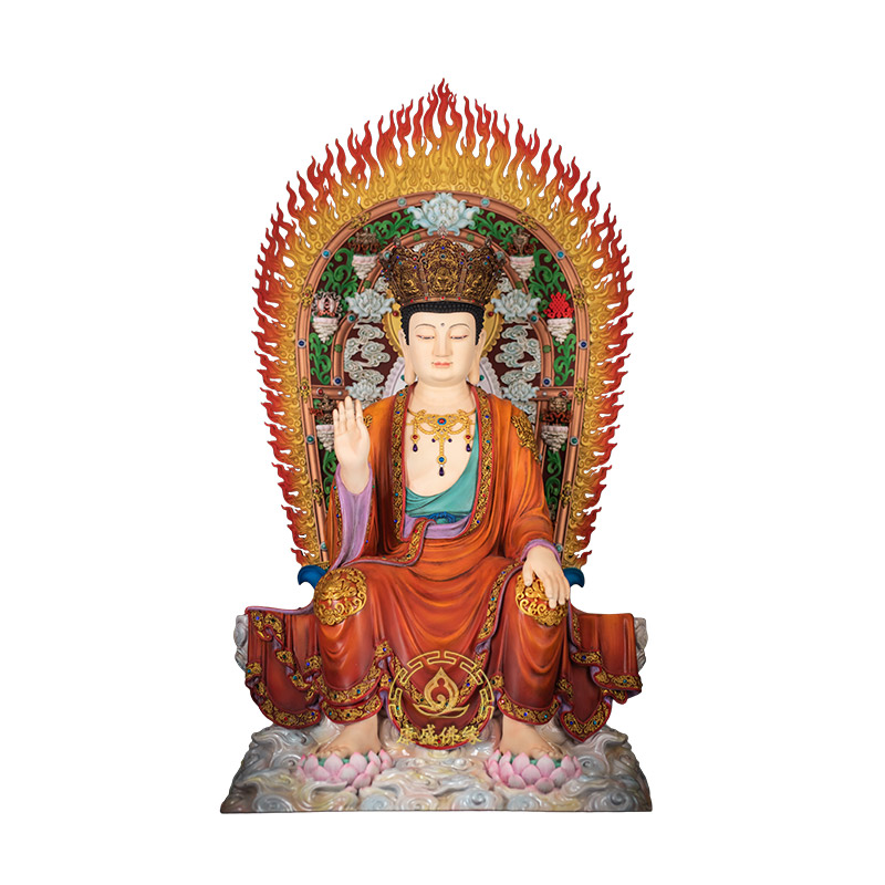 天冠弥勒铜精工彩绘供奉神像