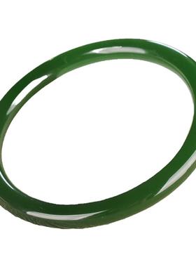 和田玉碧玉手镯正圆细圆款女