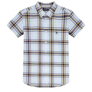 Hazzys哈吉斯夏季短袖男士衬衫商务休闲格子衬衣男潮流男装上衣