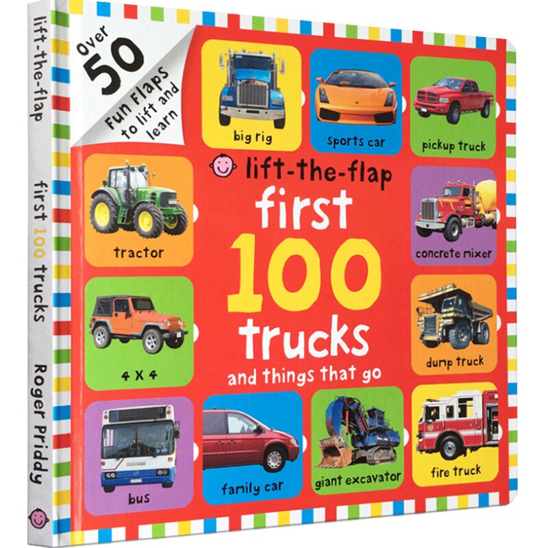 英文进口原版绘本First 100 trucks启蒙低幼童书大开翻翻0-1-3岁Animals数字Numbers形状Shapes恐龙Dinosaurs first100words系列