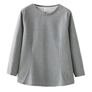 大码女装荷叶边遮肚子卫衣2025春秋款小衫纯色内搭打底衫胖mm上衣