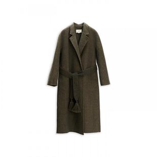 【WHM】hug 新款斜纹羊毛双面呢连袖长大衣