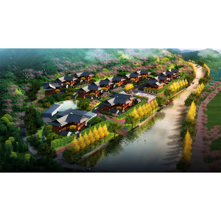 3d园林景观街道绿化建筑乡村旅游制作设计鸟瞰效果图施工方案文本