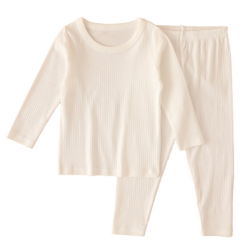 秋季男女童纯棉纯白家居服套装