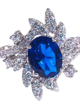 莫桑石蓝宝石复古设计戒指