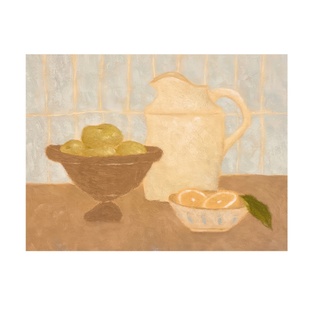 umbluela 中古风静物装饰画客厅餐厅横版挂画小众复古大尺寸壁画