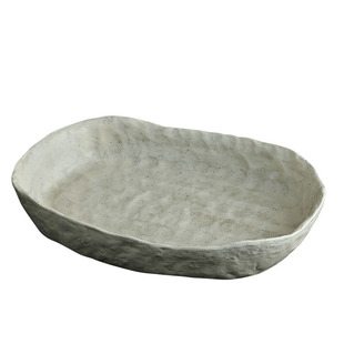 玩物志手捏粗陶餐具不规则碗盘碟个性餐盘日式鱼盘沙拉盘双耳盘