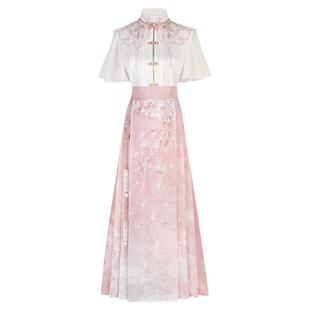 半身裙女夏国风汉元素日常改良拉链松紧腰新中式衬衣配马面裙套装