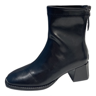 2025秋冬款马丁靴女网红小个子高跟切尔西瘦瘦靴粗跟小短靴大码43