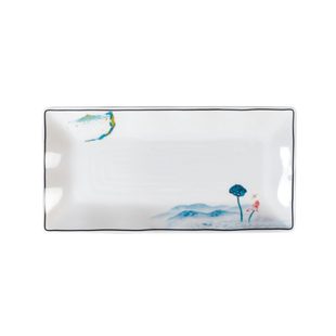 祥源美密胺仿瓷长方形平盘长盘菜盘塑料碟饭店餐具商用盘圆盘餐盘