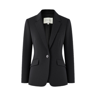 秋水伊人黑色西装外套女2026年春季新款收腰西服职业装短款正装