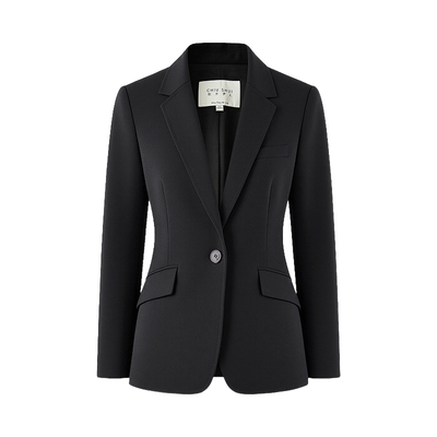 秋水伊人黑色西装外套女短款正装