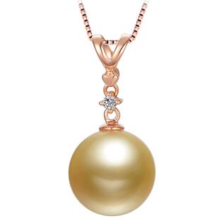 京润吊坠 寻18K金珍珠吊坠配钻石南洋金珠珍珠项链轻奢珠宝女A