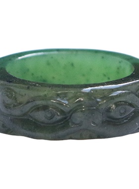 和田玉碧玉貔貅兽头指环