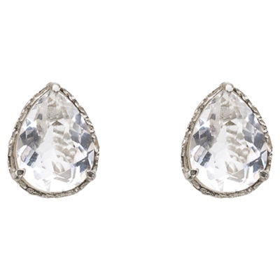 SOFT ROOM水滴耳钉通体纯银天然白水晶小众高级感简约礼物