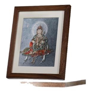 礼师傅铜雕画文殊菩萨手工雕刻造像相框佛堂供奉桌面摆台画装饰画