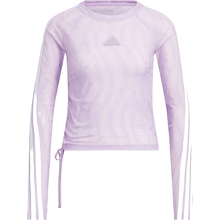 adidas阿迪达斯女子三条纹收腰镂空长袖T恤运动休闲百搭KB7608