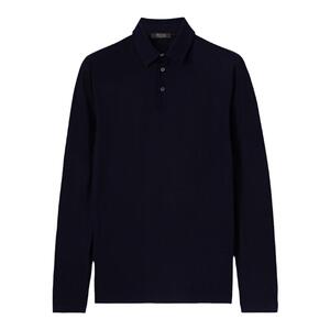 Loro Piana/诺悠翩雅男装羊绒和桑蚕丝混纺针织衣领长袖polo衫