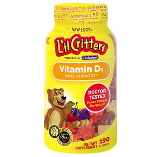 丽贵lilcritters美国维生素d3进口小熊糖儿童软糖宝宝补钙vd成长