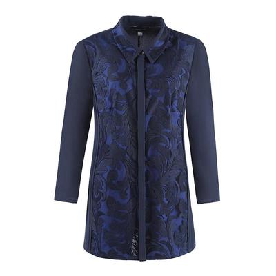 草叶形蕾丝蓝衬衫LC18218A