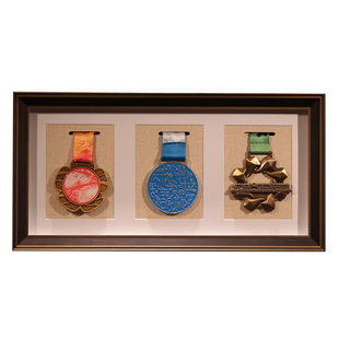 马拉松奖牌奖章收纳实木框摆台展示徽章纪念章奖状展示框挂墙相框