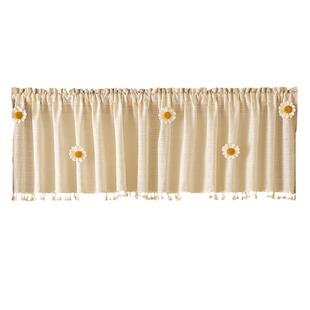 简约日式纱帘厨房短帘阳台窗帘免打孔魔术贴门帘柜子防尘遮挡半帘