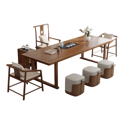 新中式实木茶桌椅组合茶盘一体