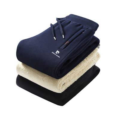 皮尔卡丹特厚羊羔绒裤子男