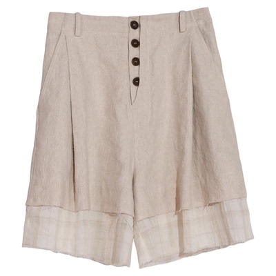 不规则造型门襟拼接短裤