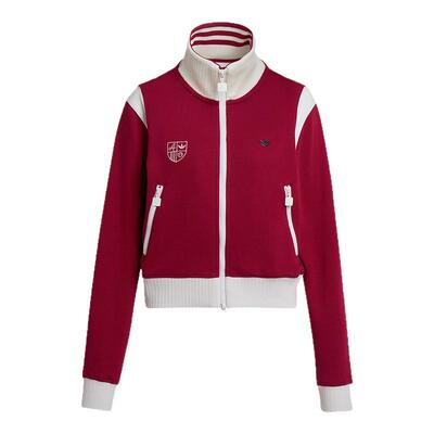 adidas阿迪达斯三叶草复古撞色立领夹克秋新款女针织外套 KG8221