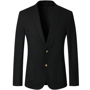 ZOUK英伦雅痞男装设计感针织西服男士休闲西装外套潮牌便单西薄款