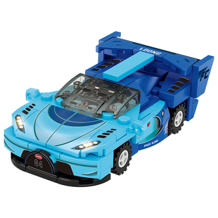 方橙积木儿童益智拼装回力小汽车玩具男孩拼插越野车拼图跑车模型