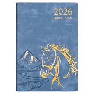 2026马年日程本复古皮面笔记本本子商务办公记事本定制可印LOGO每日一页日计划本工作打卡皮面效率手册日历本