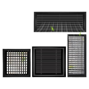 黑色中央空调出回风口百叶窗格栅新风系统加长家用通风排风口管罩