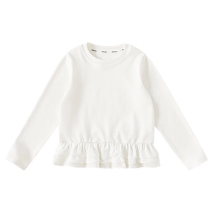 女童打底衫儿童长袖t恤内搭白色花边上衣女孩超好看衣服秋装童装