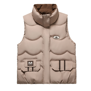 羽绒棉马甲女短款2025新款冬季外套小个子宽松波浪纹背心马夹坎肩