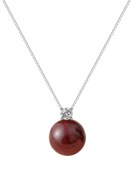 印度小叶紫檀吊坠纯银镶钻项链