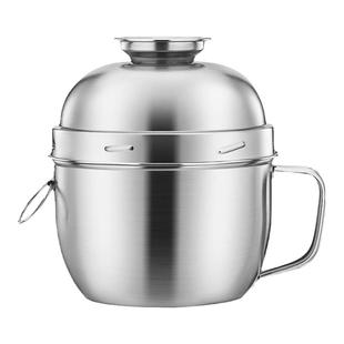 304加厚不锈钢快餐杯圆形饭缸学生便当盒中式16CM大号分格饭餐盒