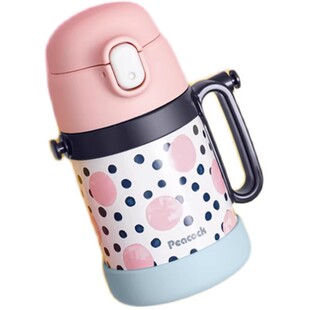 日本Peacock孔雀儿童水杯女生专用吸管杯宝宝保温杯子外出饮水壶