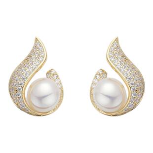 S925纯银轻奢气质高级感满钻耳钉一生钟爱新款爆款时尚珍珠女百搭