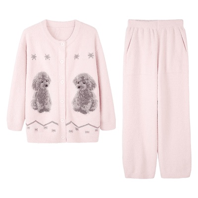 安之伴【巨保暖】半边绒睡衣女款秋冬季加厚珊瑚绒开衫家居服套装