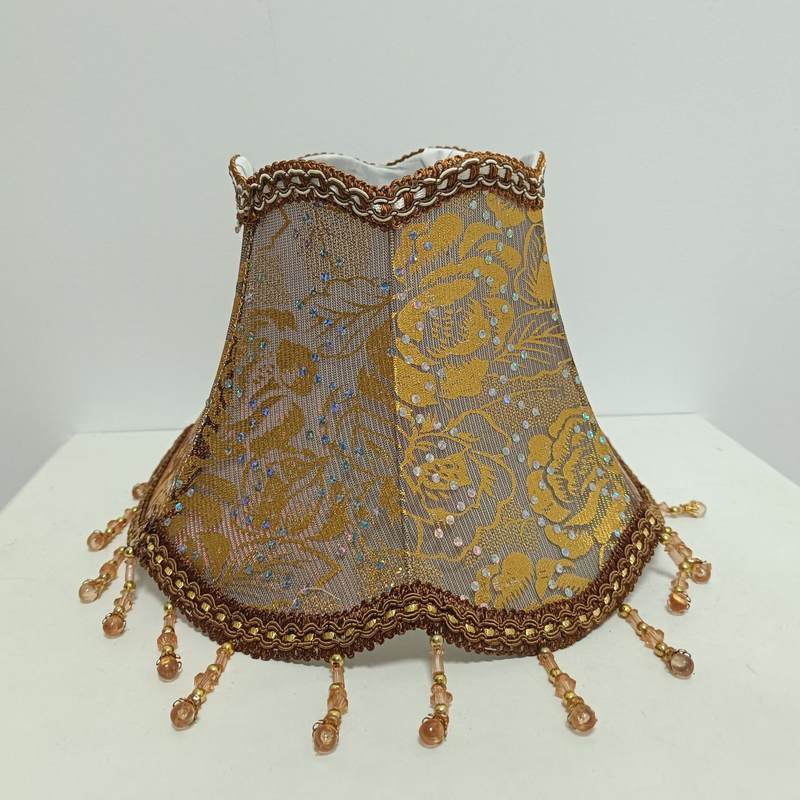 欧式复古布艺灯罩台灯拉布多种珠吊流苏灯罩落地造型配件灯罩手工