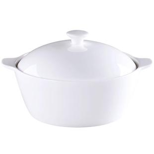 景德镇陶瓷大汤碗汤锅家用纯白色骨瓷碗大号带盖汤盆品锅双耳汤锅