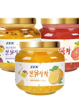 【自营】韩国进口ZEK百香果红西柚蜂蜜柚子茶1KG罐装冲饮果味茶